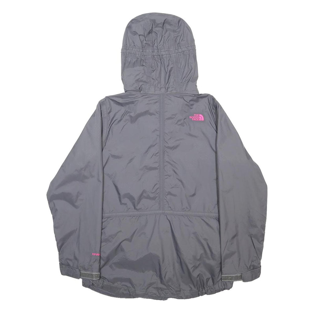 THE NORTH FACE Girls Grey & Pink Outdoor Jacket L Nylon Zip Hooded