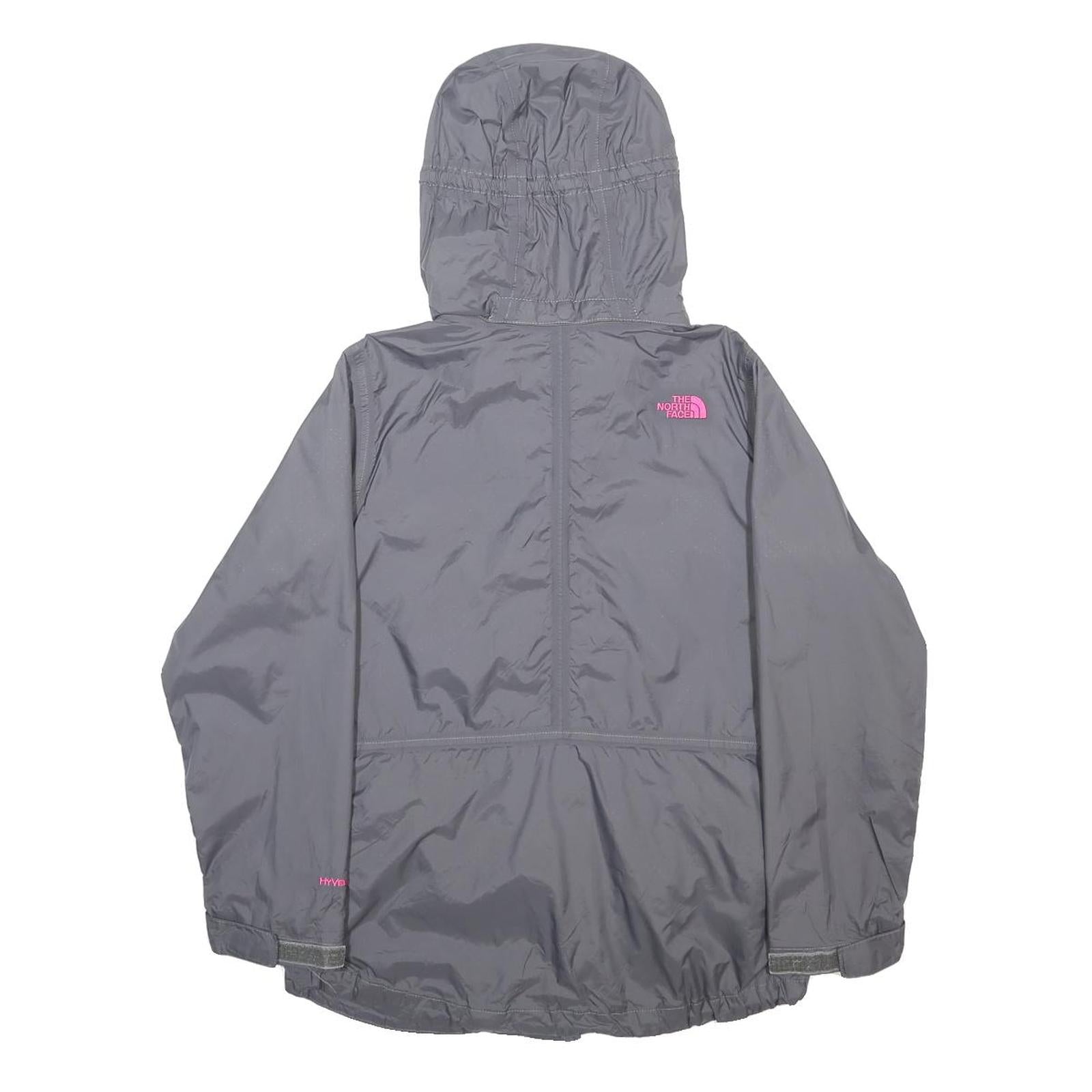 THE NORTH FACE Girls Grey & Pink Outdoor Jacket L Nylon Zip Hooded