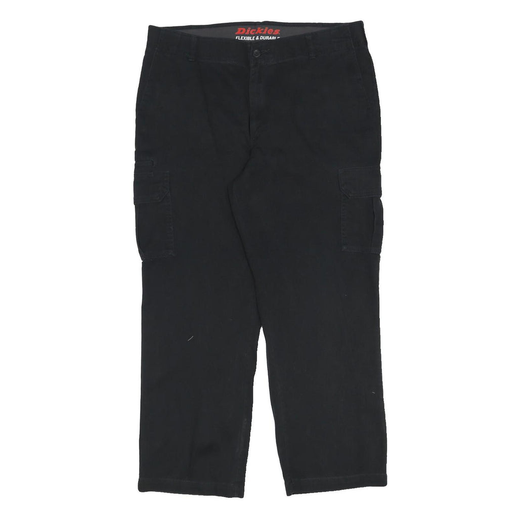 DICKIES Mens Cotton Blend Black Regular Straight Trousers W36 L28 Workwear Zip