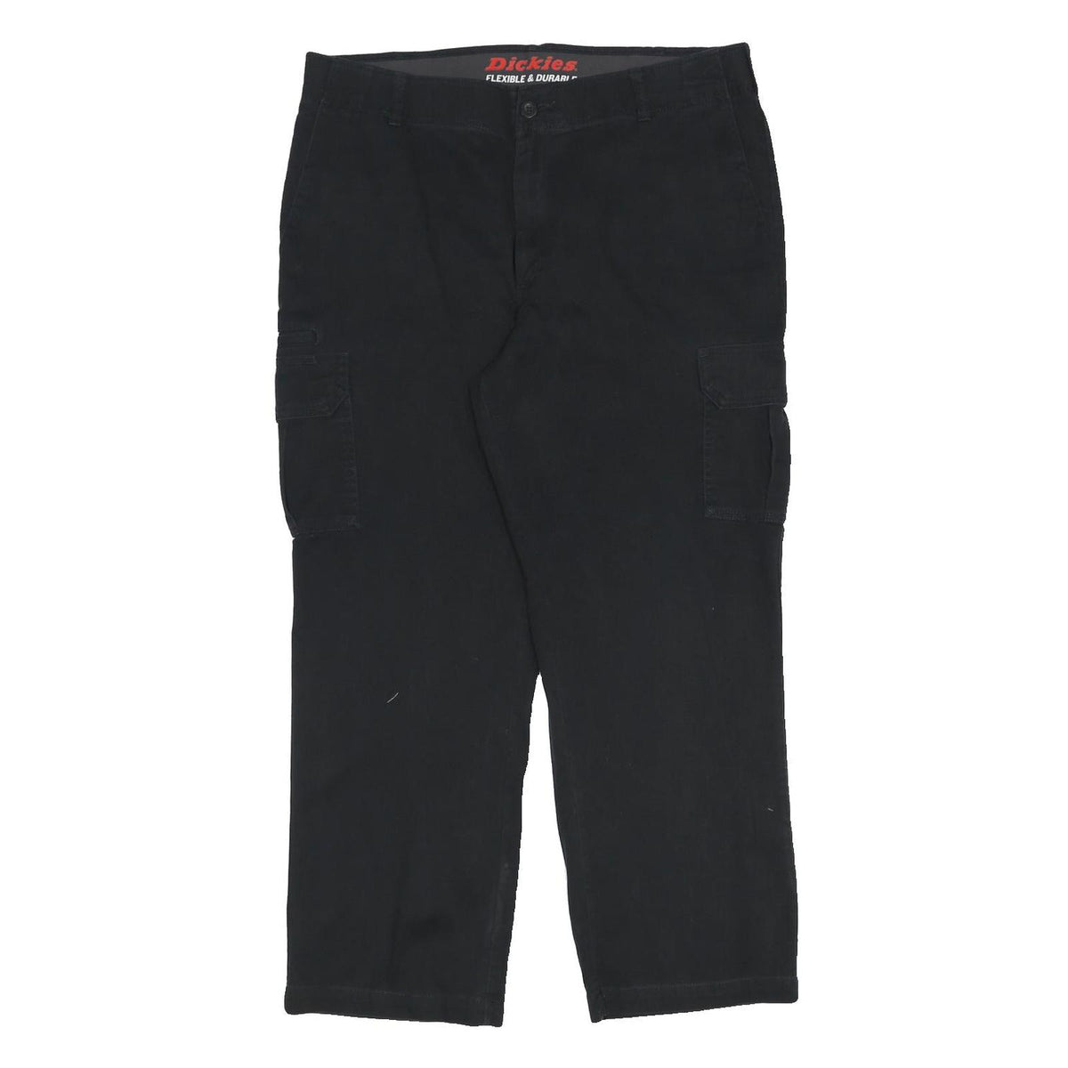 DICKIES Mens Cotton Blend Black Regular Straight Trousers W36 L28 Workwear Zip