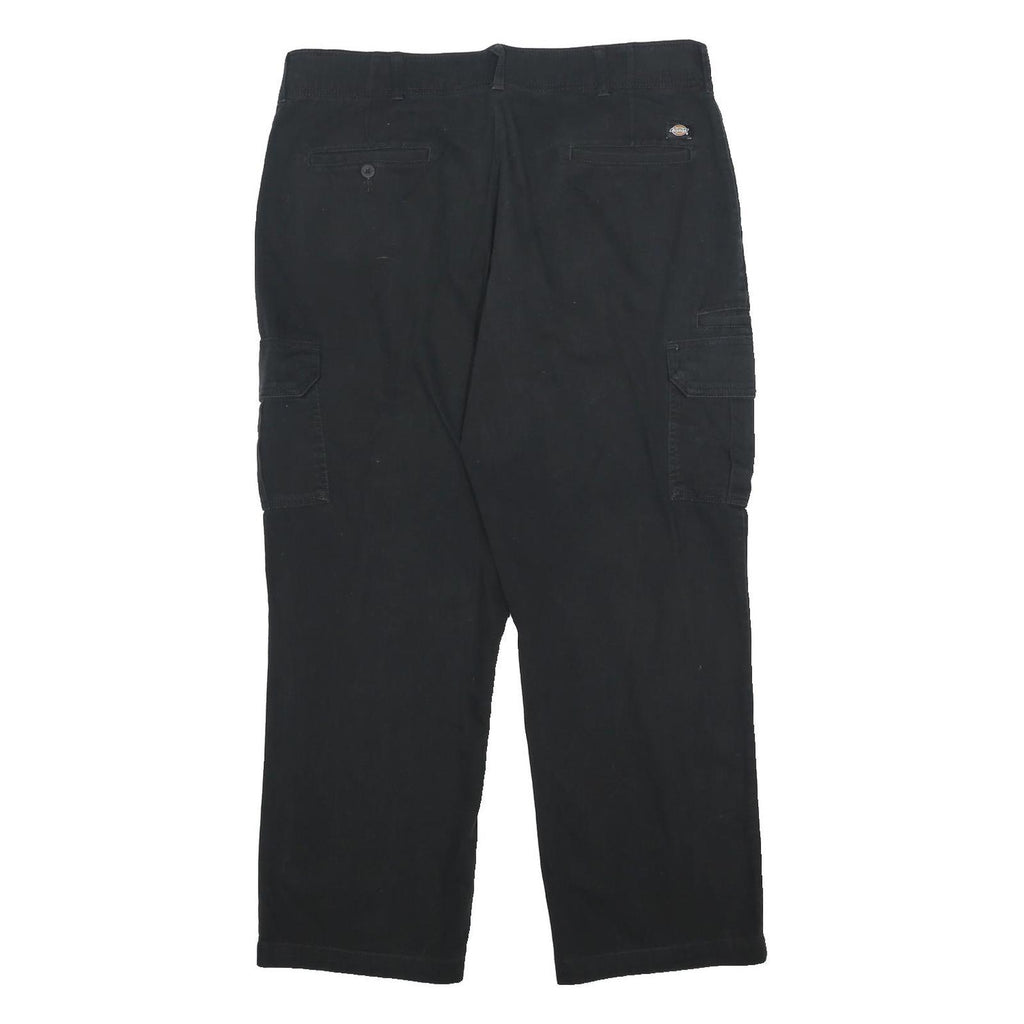 DICKIES Mens Cotton Blend Black Regular Straight Trousers W36 L28 Workwear Zip