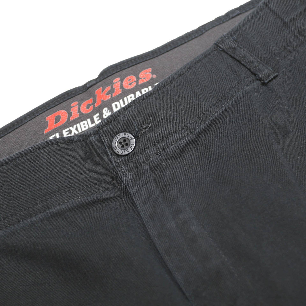 DICKIES Mens Cotton Blend Black Regular Straight Trousers W36 L28 Workwear Zip