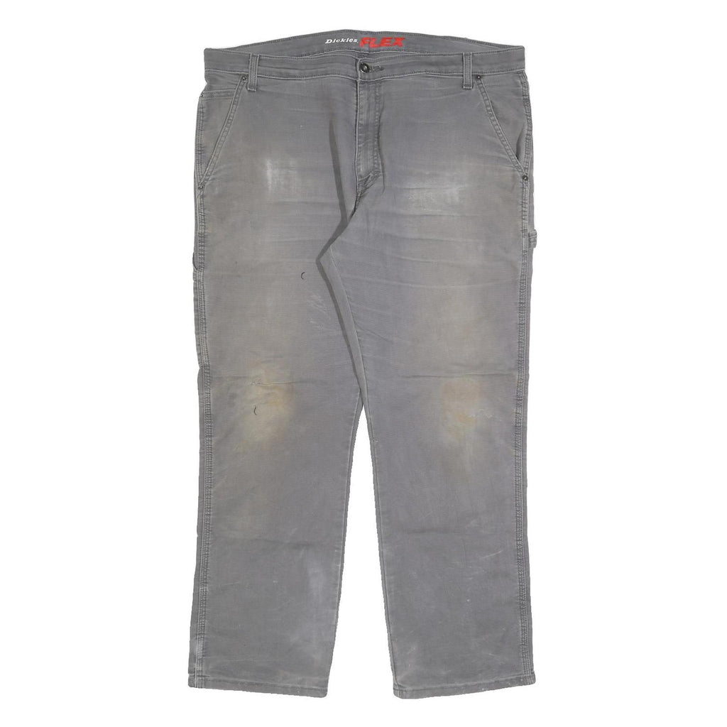 DICKIES Mens Regular Fit Grey Cotton Blend Denim Jeans W40 L30 Workwear Zip