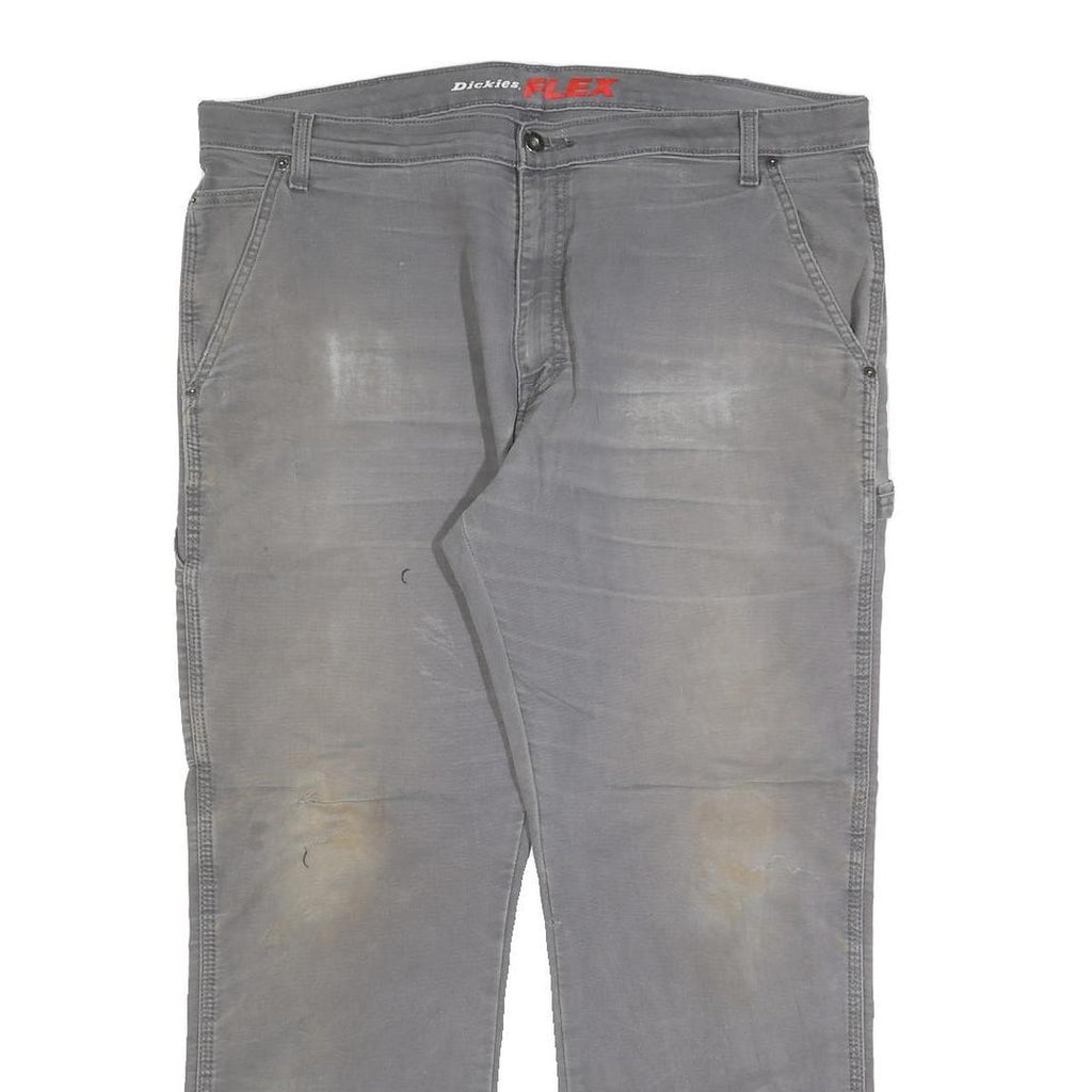 DICKIES Mens Regular Fit Grey Cotton Blend Denim Jeans W40 L30 Workwear Zip