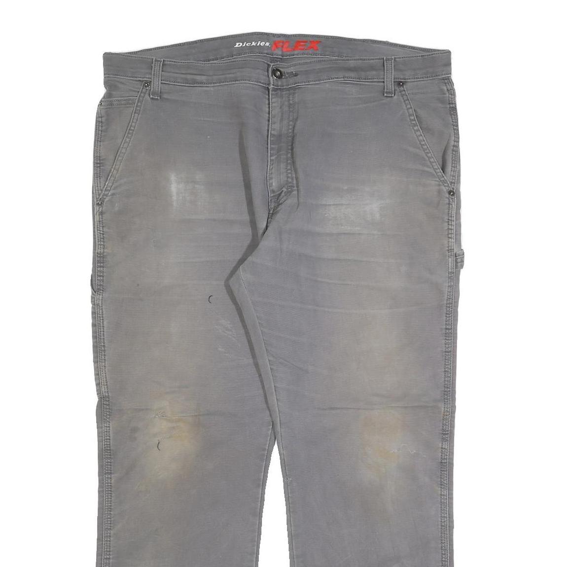 DICKIES Mens Regular Fit Grey Cotton Blend Denim Jeans W40 L30 Workwear Zip