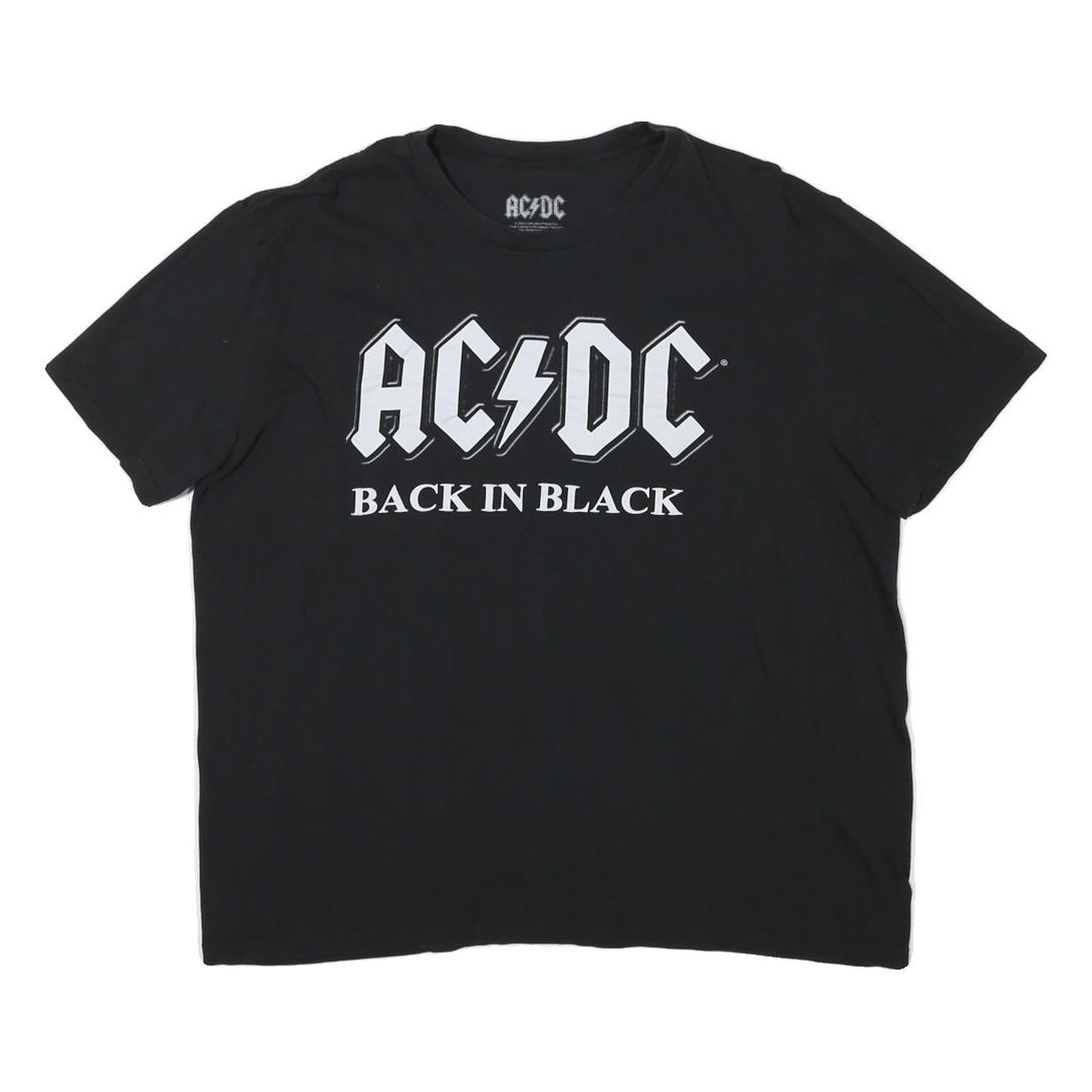 ACDC Mens Black Back In Black Graphic T-Shirt L Short Sleeve Crew Neck Band