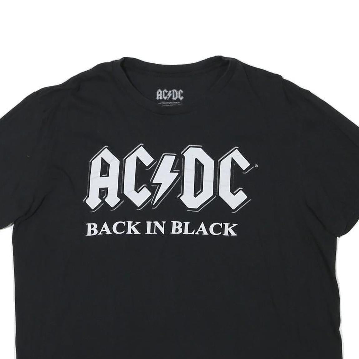 ACDC Mens Black Back In Black Graphic T-Shirt L Short Sleeve Crew Neck Band