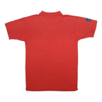 PUMA Mens Red Short Sleeve Plain Polo Shirt L Pocket Logo Casual Cotton