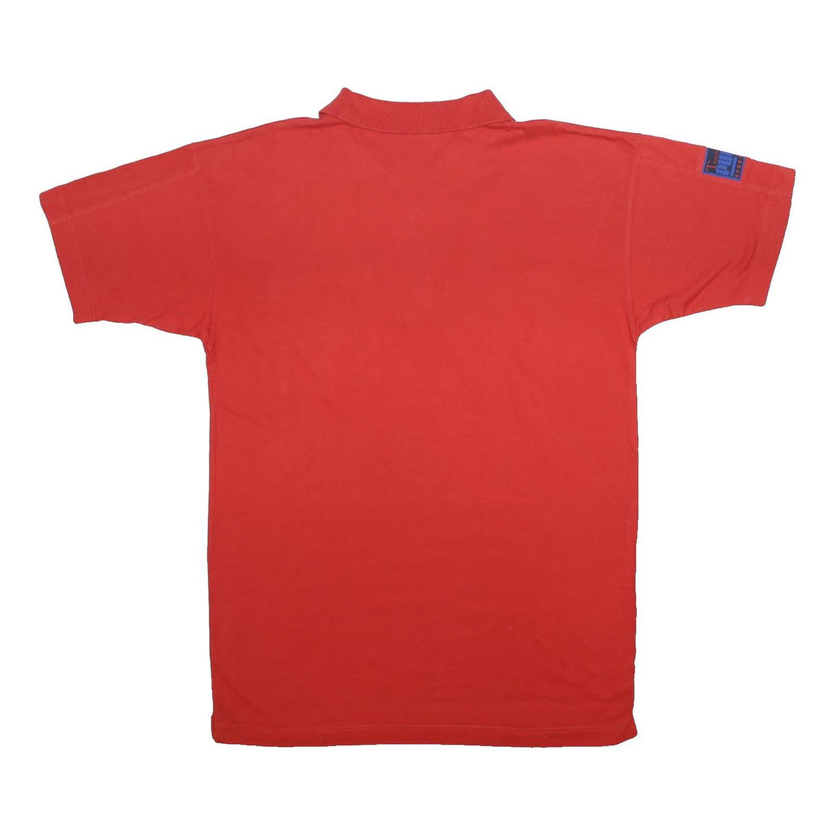 PUMA Mens Red Short Sleeve Plain Polo Shirt L Pocket Logo Casual Cotton