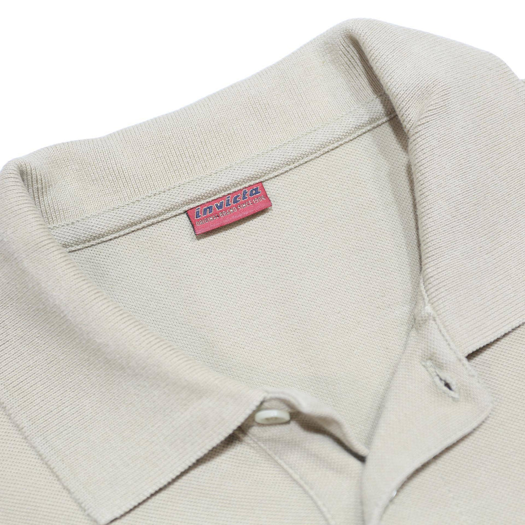 INVICTA Mens Beige Short Sleeve Plain Polo Shirt M Cotton Casual Everyday