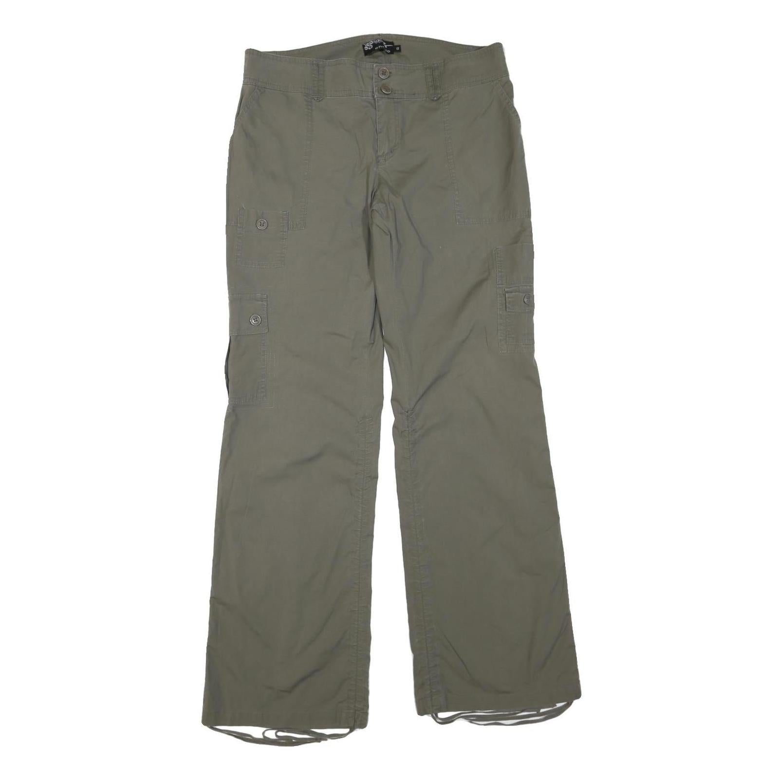 CHADO Womens Cotton Blend Green Regular Fit Cargo Trousers W34 L33 Casual