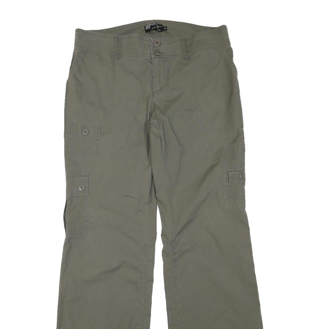 CHADO Womens Cotton Blend Green Regular Fit Cargo Trousers W34 L33 Casual