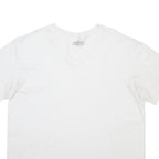 CALVIN KLEIN Mens White V-Neck T-Shirt XL Cotton Blend Modern Short Sleeve