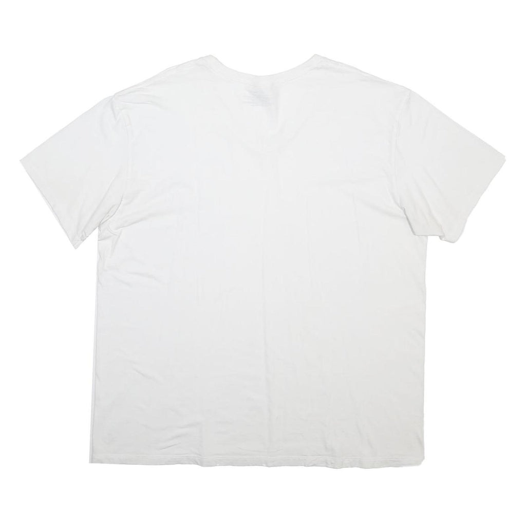 CALVIN KLEIN Mens White V-Neck T-Shirt XL Cotton Blend Modern Short Sleeve