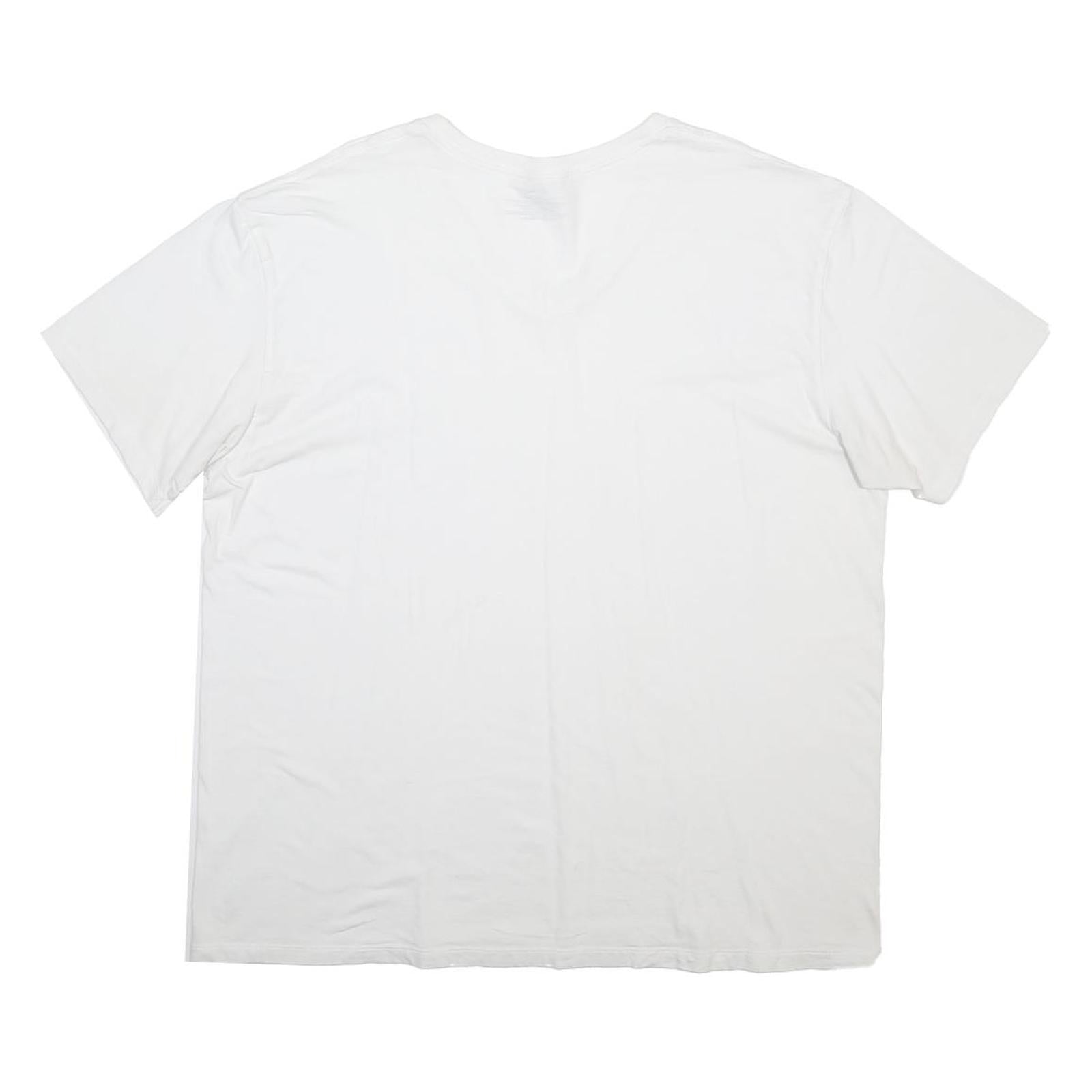 CALVIN KLEIN Mens White V-Neck T-Shirt XL Cotton Blend Modern Short Sleeve