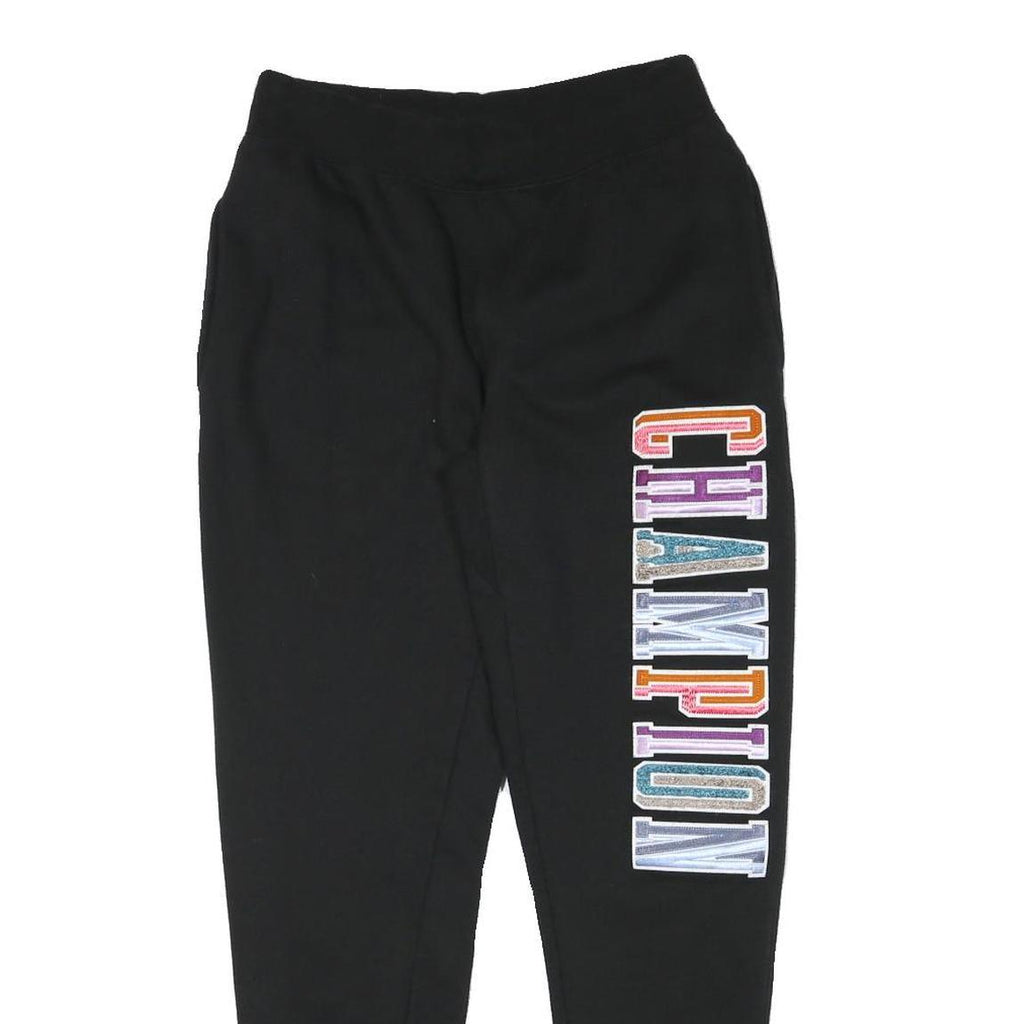 CHAMPION Mens Joggers Black Multicoloured Logo Slim Tapered M W28 L29 Casual