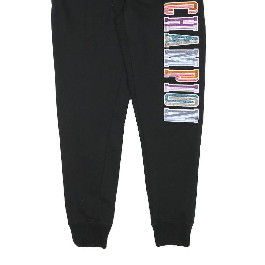 CHAMPION Mens Joggers Black Multicoloured Logo Slim Tapered M W28 L29 Casual