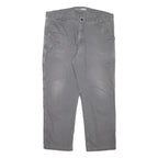 CARHARTT Mens Relaxed Grey Cotton Blend Trousers W40 L29 Workwear Zip Closure