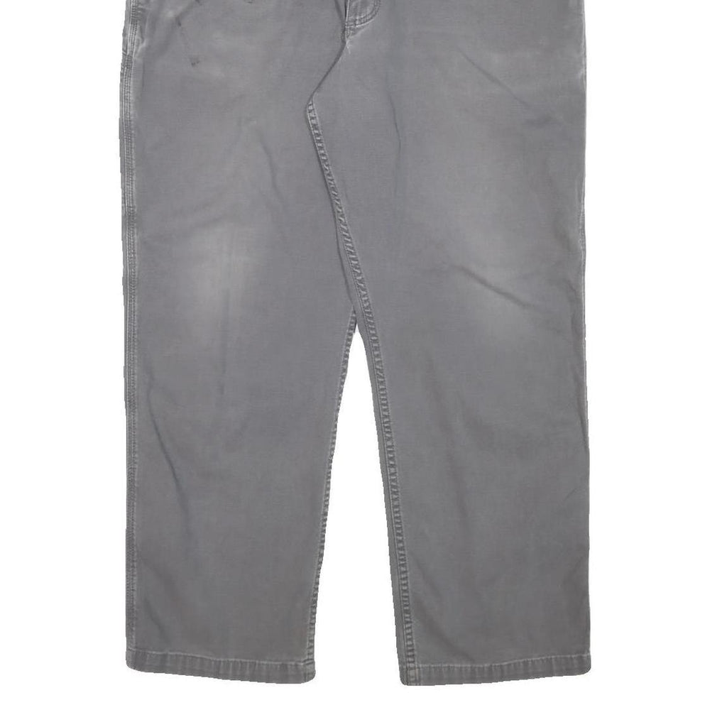 CARHARTT Mens Relaxed Grey Cotton Blend Trousers W40 L29 Workwear Zip Closure
