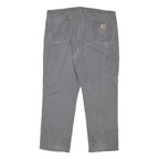 CARHARTT Mens Relaxed Grey Cotton Blend Trousers W40 L29 Workwear Zip Closure