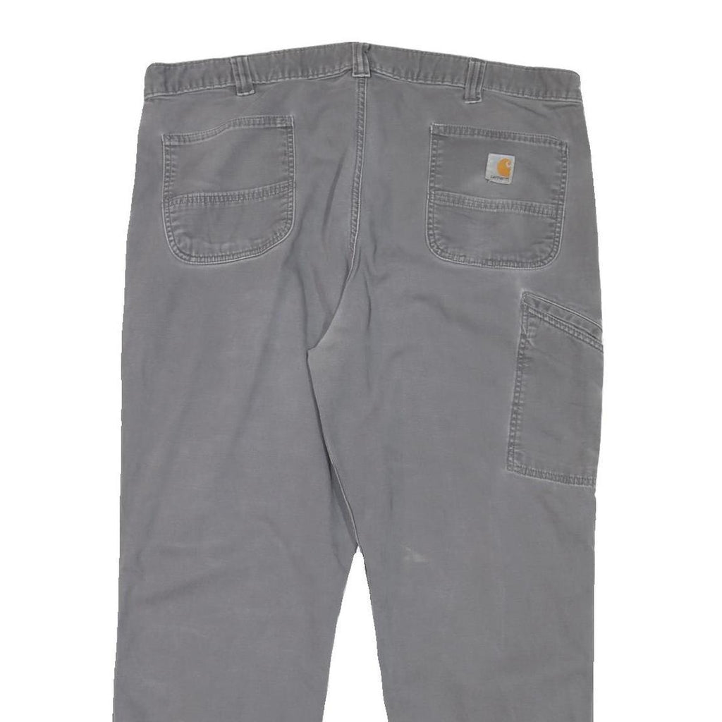 CARHARTT Mens Relaxed Grey Cotton Blend Trousers W40 L29 Workwear Zip Closure