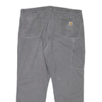 CARHARTT Mens Relaxed Grey Cotton Blend Trousers W40 L29 Workwear Zip Closure