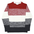 THE SHOP TK Mens Red White & Grey Patterned Crew Neck Chunky Knit Jumper M