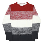 THE SHOP TK Mens Red White & Grey Patterned Crew Neck Chunky Knit Jumper M