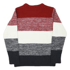 THE SHOP TK Mens Red White & Grey Patterned Crew Neck Chunky Knit Jumper M