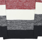 THE SHOP TK Mens Red White & Grey Patterned Crew Neck Chunky Knit Jumper M
