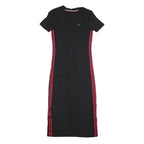 TOMMY HILFIGER Womens Black Bodycon Cotton Blend Short Sleeve Midi Dress XXS