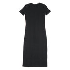 TOMMY HILFIGER Womens Black Bodycon Cotton Blend Short Sleeve Midi Dress XXS