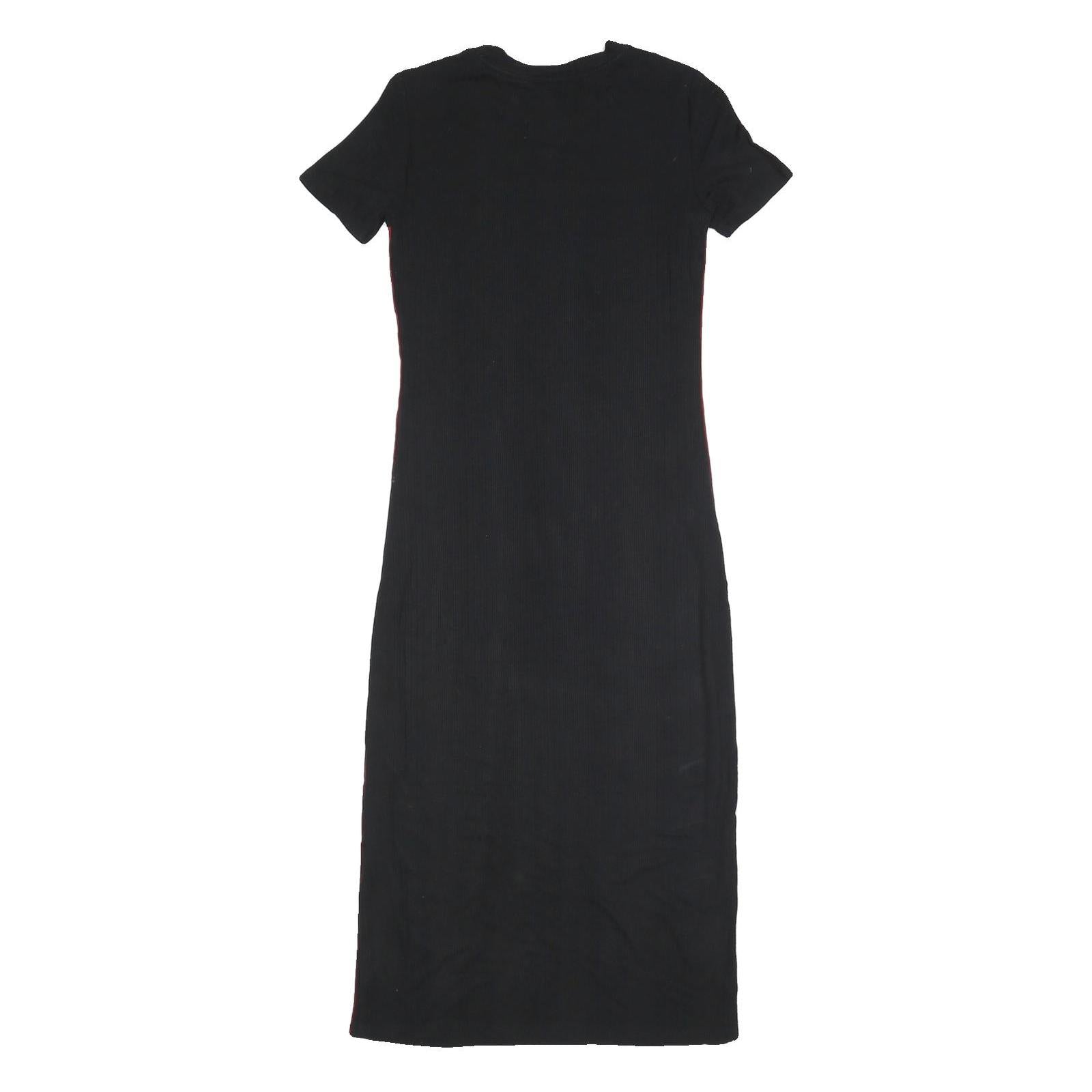 TOMMY HILFIGER Womens Black Bodycon Cotton Blend Short Sleeve Midi Dress XXS
