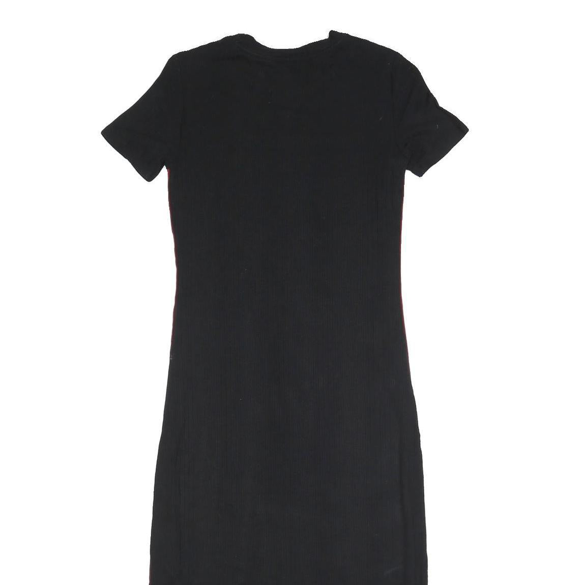 TOMMY HILFIGER Womens Black Bodycon Cotton Blend Short Sleeve Midi Dress XXS