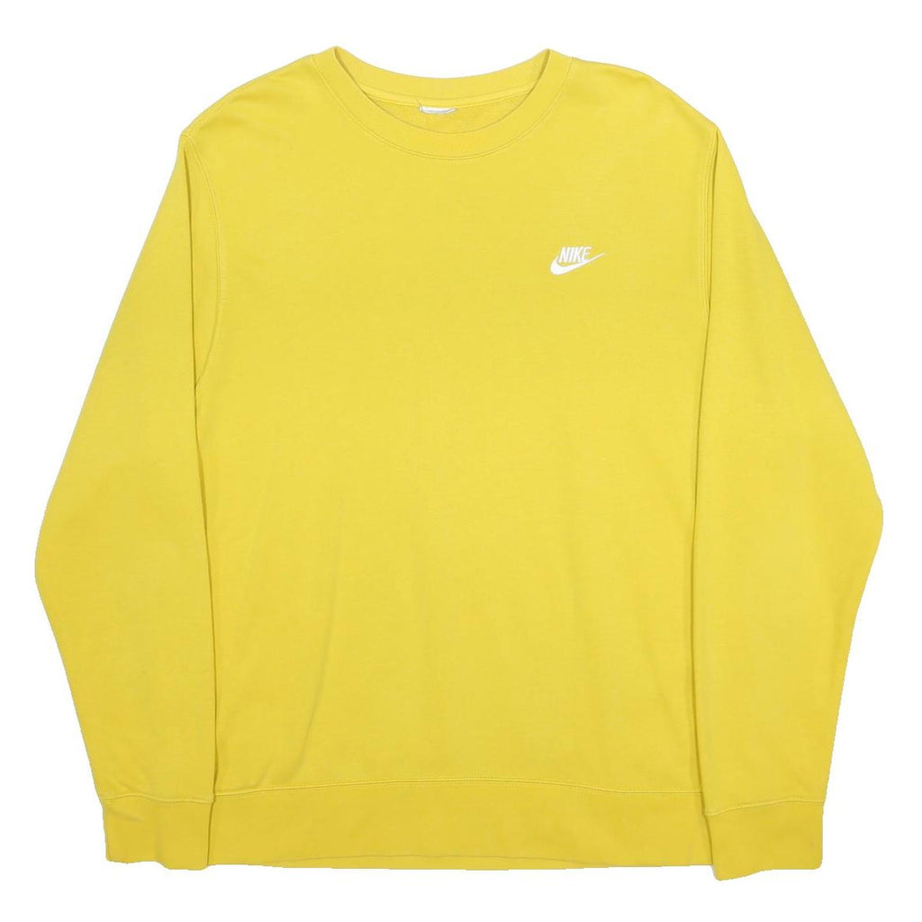 NIKE Mens Yellow Cotton Blend Crew Neck XL Sweatshirt Casual Pullover