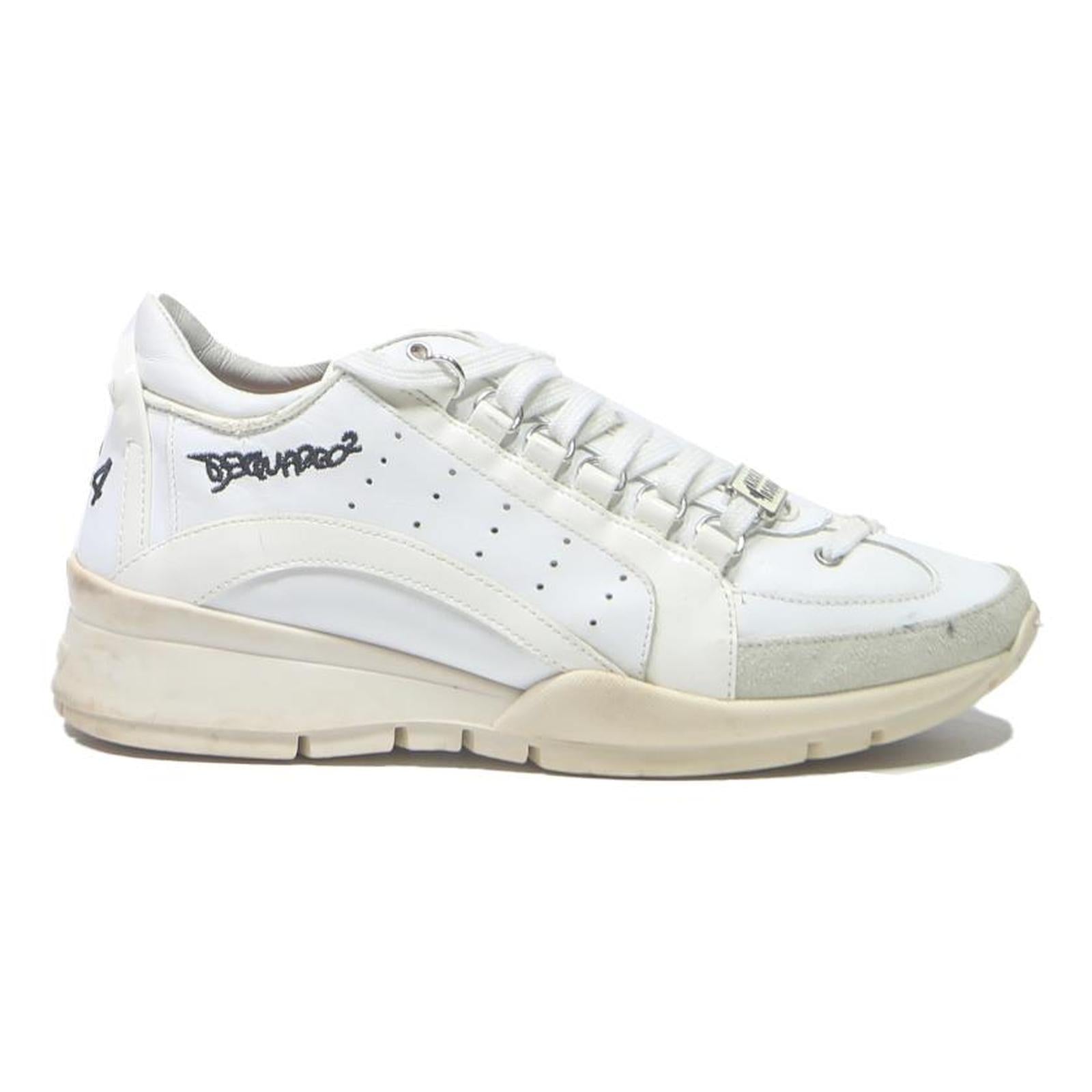 DSQUARED2 Womens Lace-Up Trainers White Synthetic UK 6 Casual Sporty