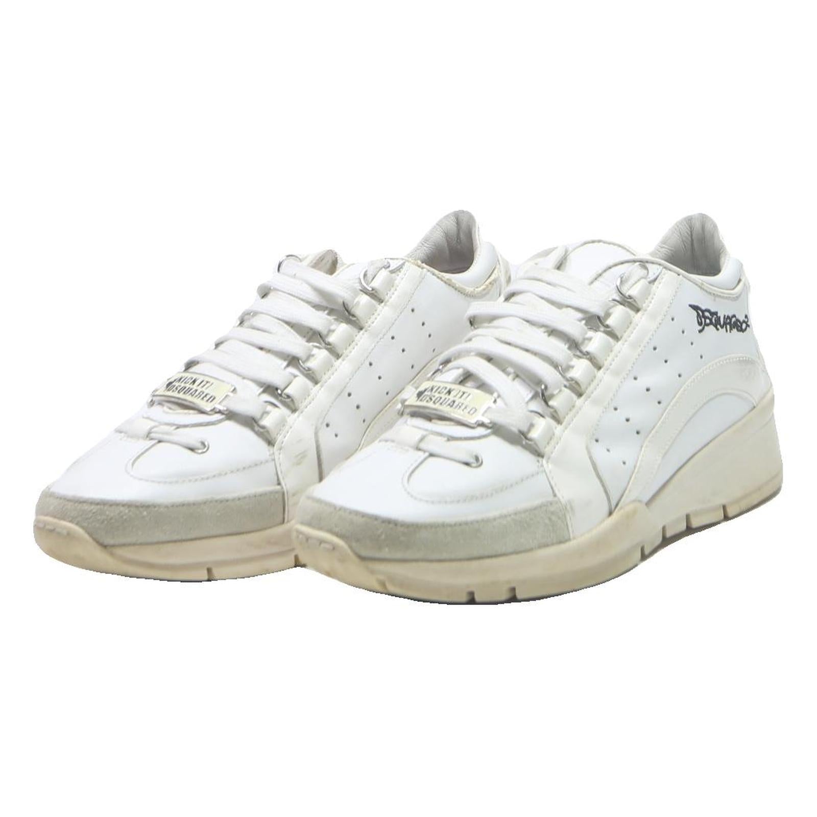 DSQUARED2 Womens Lace-Up Trainers White Synthetic UK 6 Casual Sporty