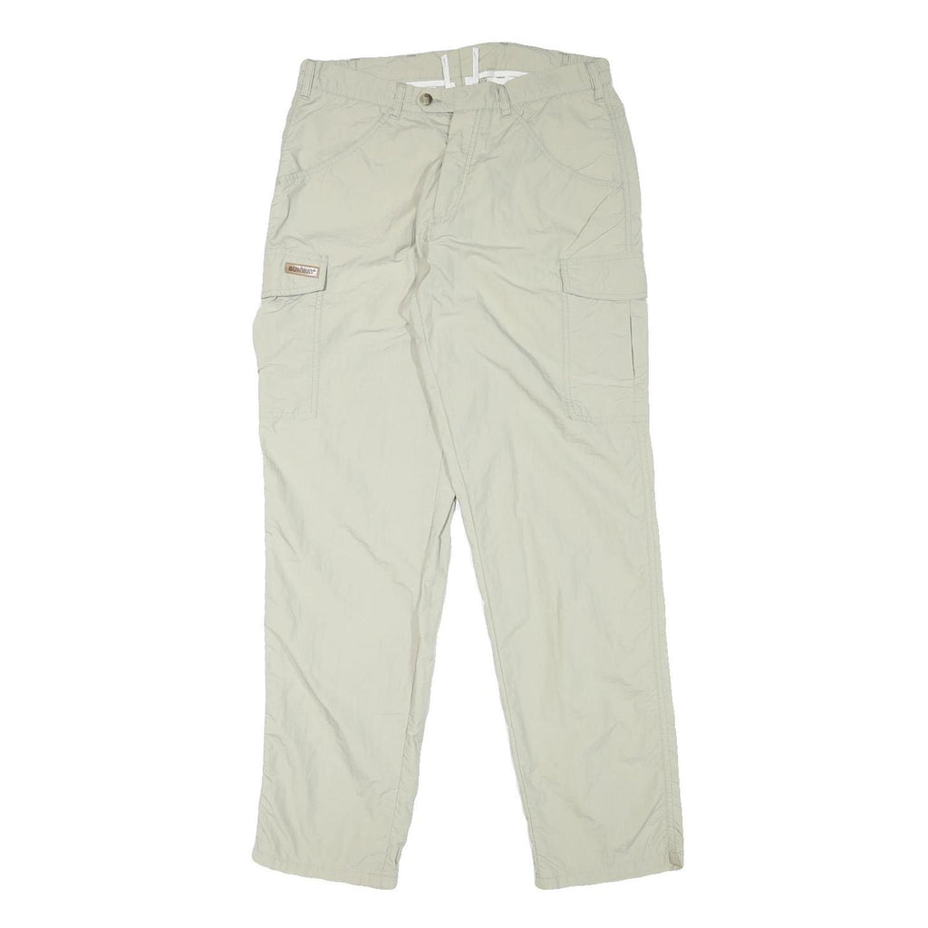 SUNWAY Mens Relaxed Beige Cargo Trousers W30 L31 Polyester Blend Zip Pockets