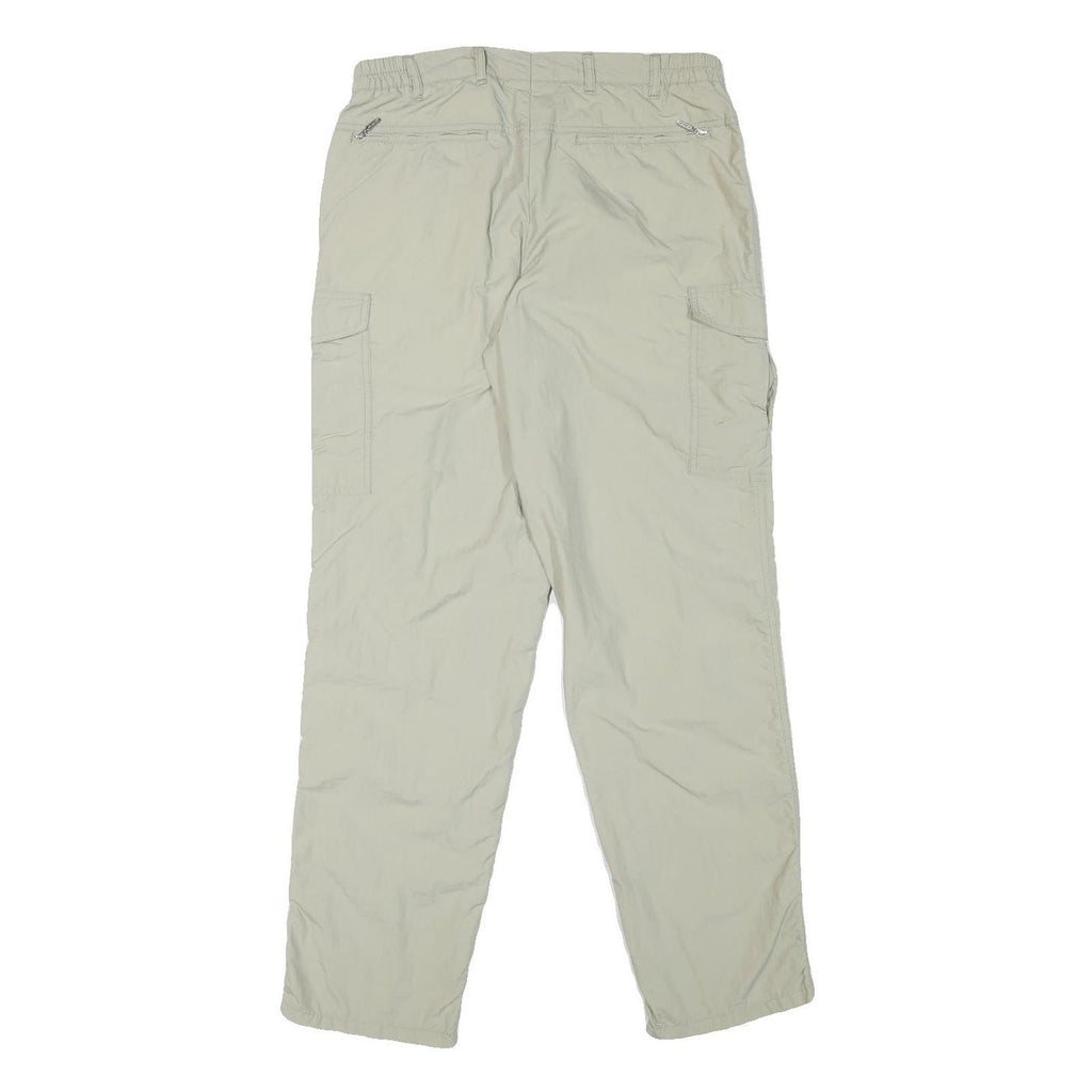 SUNWAY Mens Relaxed Beige Cargo Trousers W30 L31 Polyester Blend Zip Pockets