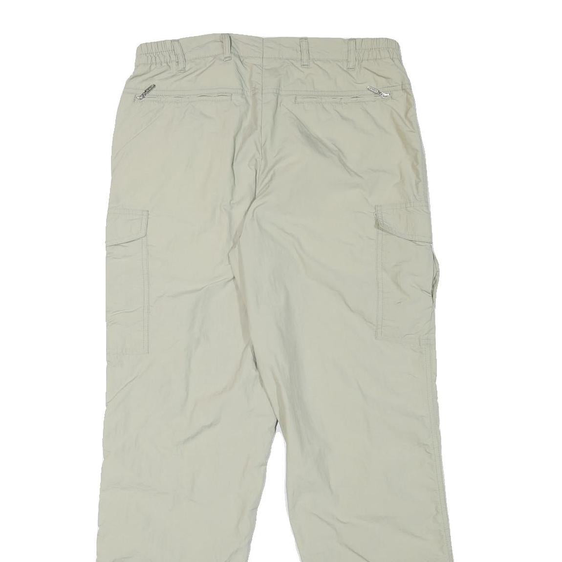 SUNWAY Mens Relaxed Beige Cargo Trousers W30 L31 Polyester Blend Zip Pockets