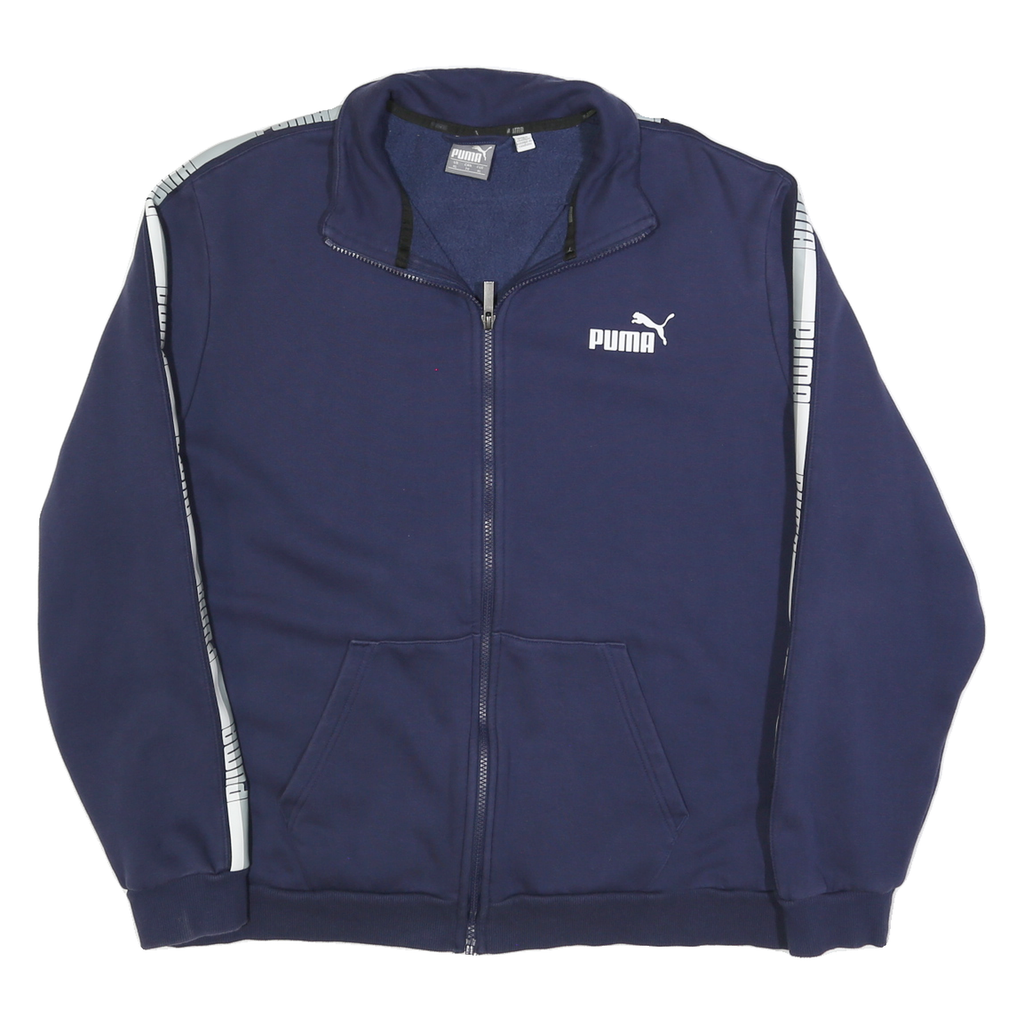 PUMA Mens Navy Blue Track Jacket XL Cotton Zip Plain Athletic Casual Sportswear
