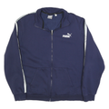 PUMA Mens Navy Blue Track Jacket XL Cotton Zip Plain Athletic Casual Sportswear