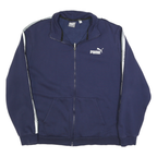 PUMA Mens Navy Blue Track Jacket XL Cotton Zip Plain Athletic Casual Sportswear