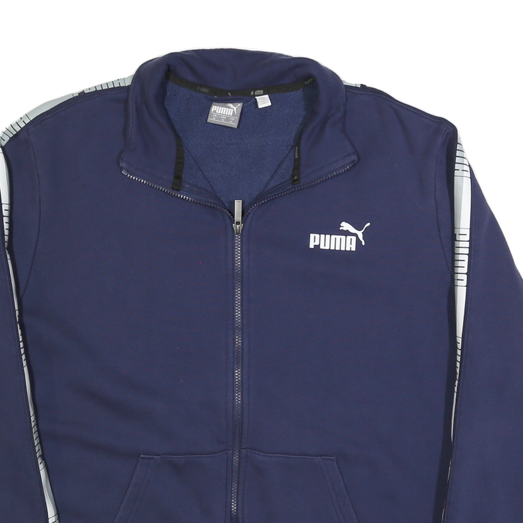 PUMA Mens Navy Blue Track Jacket XL Cotton Zip Plain Athletic Casual Sportswear