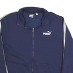 PUMA Mens Navy Blue Track Jacket XL Cotton Zip Plain Athletic Casual Sportswear