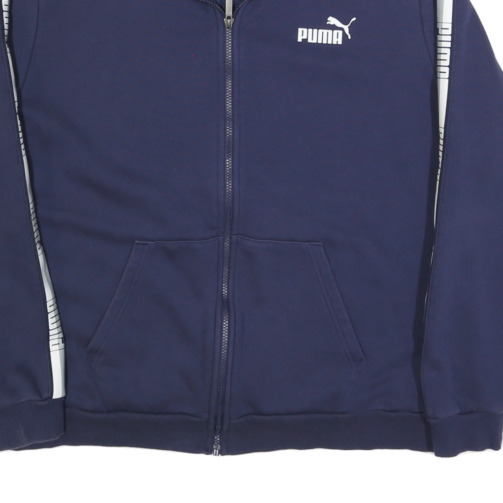 PUMA Mens Navy Blue Track Jacket XL Cotton Zip Plain Athletic Casual Sportswear
