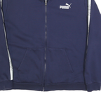 PUMA Mens Navy Blue Track Jacket XL Cotton Zip Plain Athletic Casual Sportswear