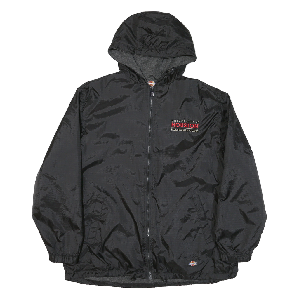 DICKIES Mens Black Hooded Jacket L Polyester Blend Plain Zip Casual Workwear