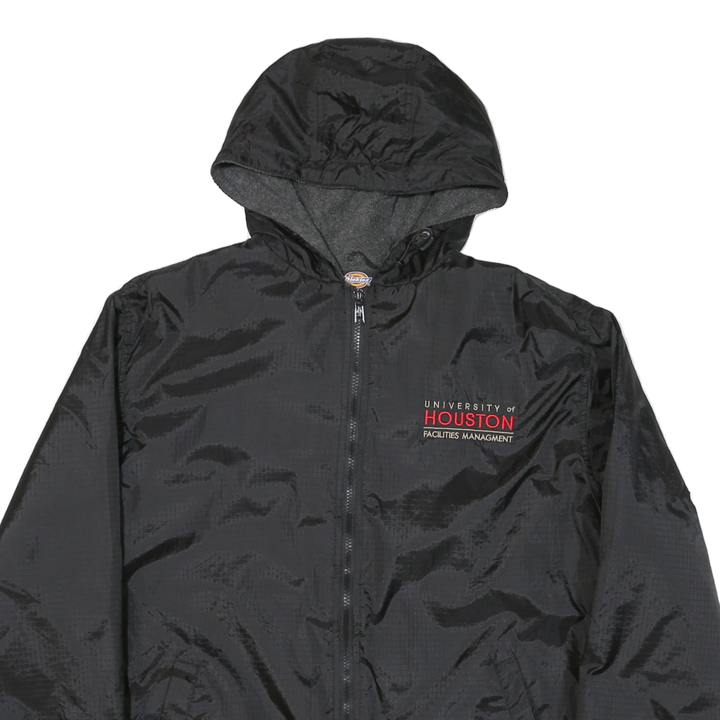 DICKIES Mens Black Hooded Jacket L Polyester Blend Plain Zip Casual Workwear