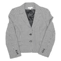 Womens Black & White Houndstooth Jacket L Cotton Blend Button Closure Classic